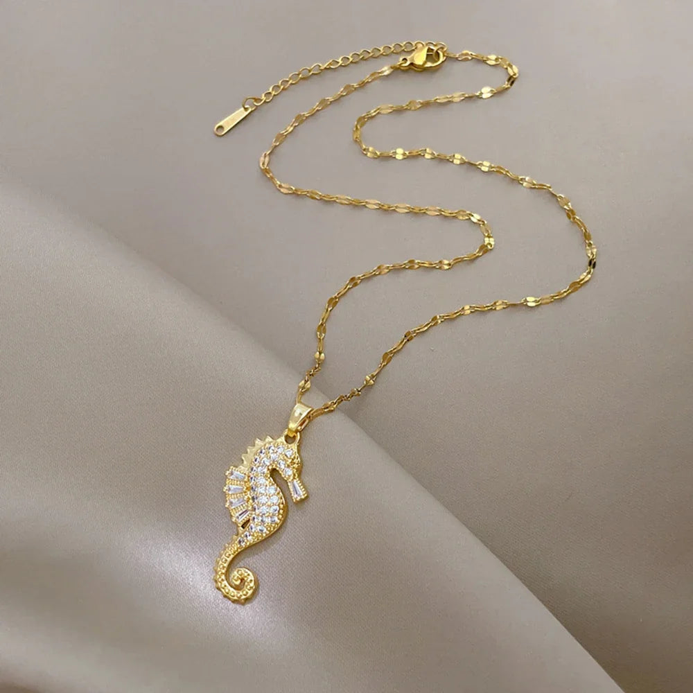Seahorse Pendant Necklace | Light Luxury Niche Jewelry for Women