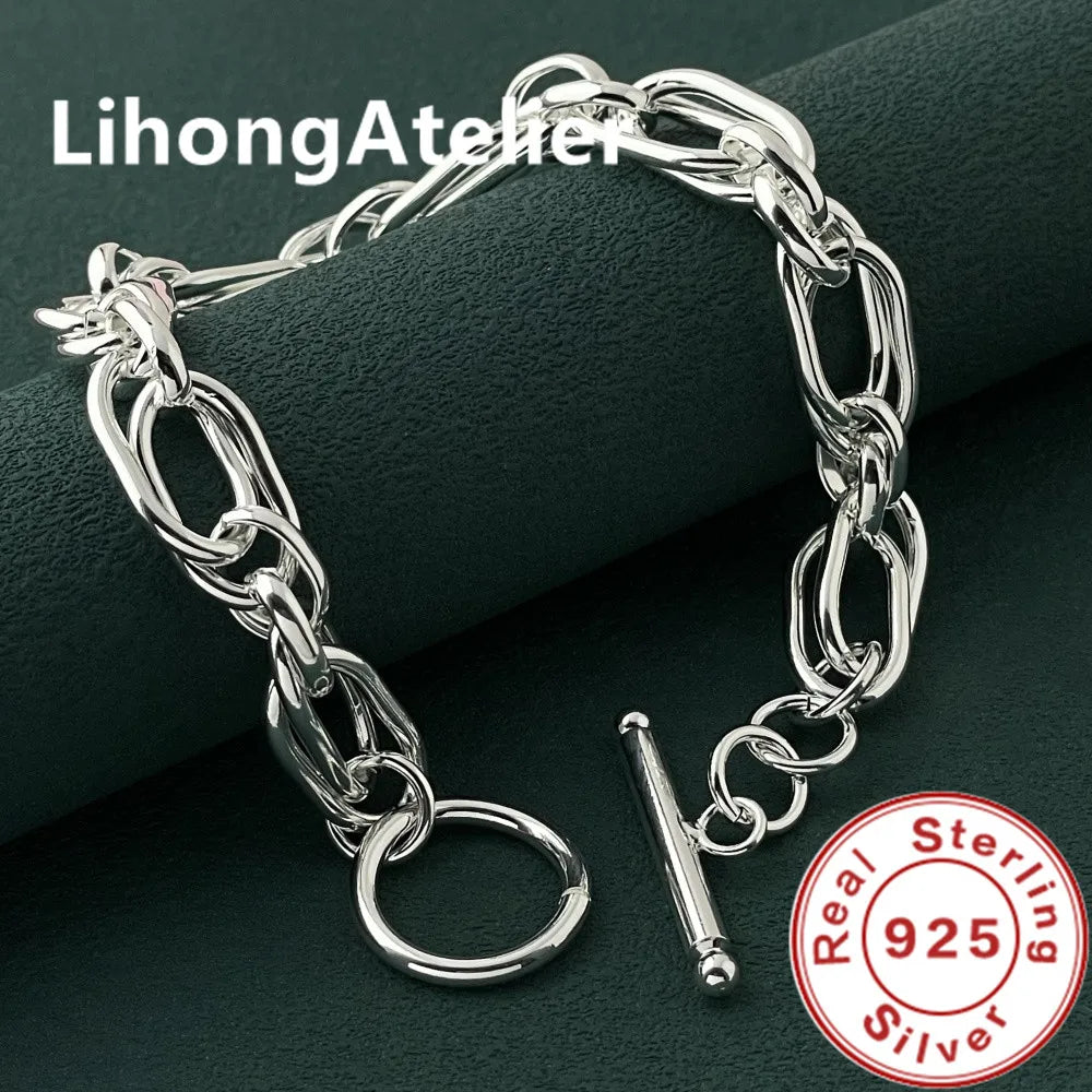 Classic 925 Sterling Silver Double Link Bracelet | Fine Jewelry Gift for Women and Men