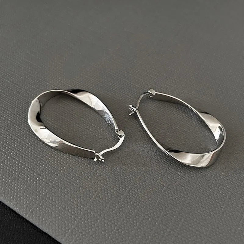 Geometric Twisted Hoop Earrings | Niche Design Statement Jewelry for Women