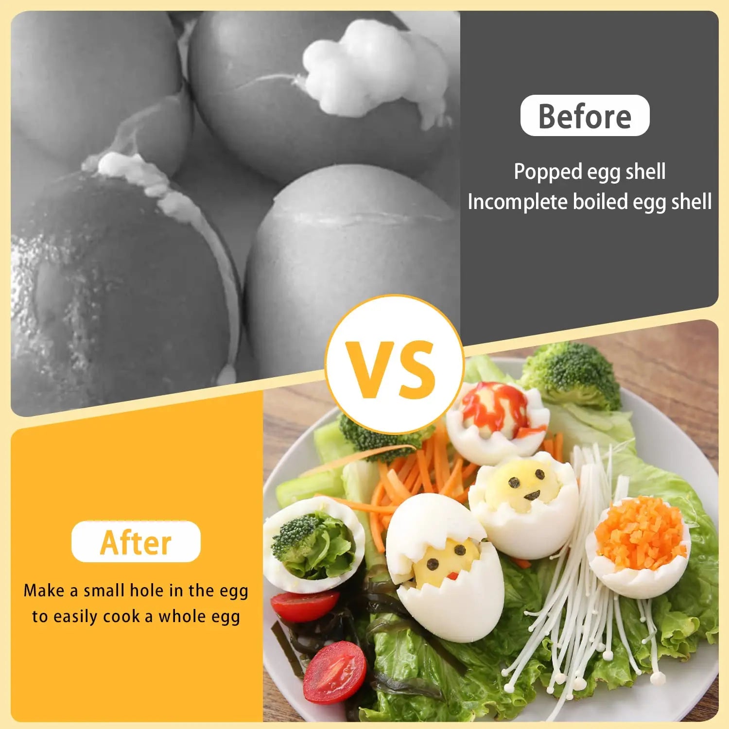 Egg Piercer with Sturdy Base | Stainless Steel Egg Hole Puncher for Perfect Hard Boiled Eggs