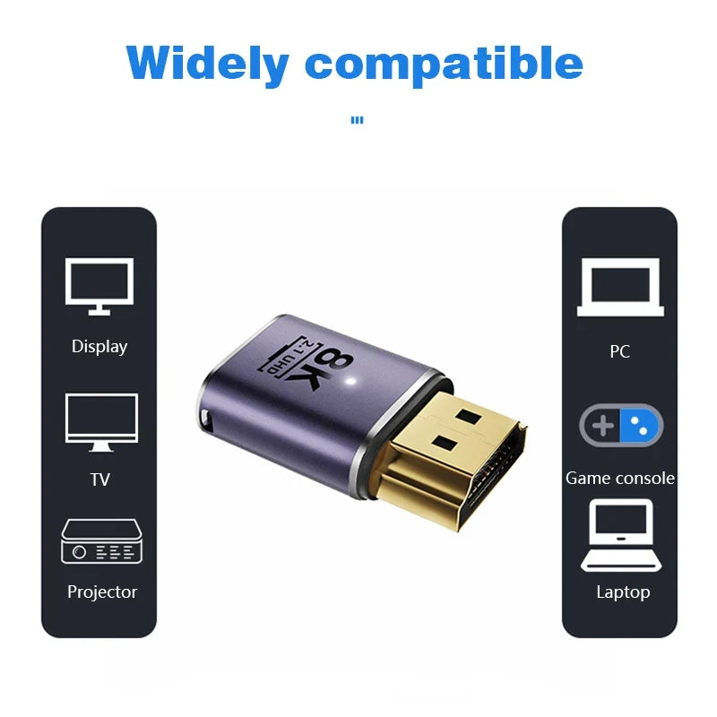NNBILI HDMI 2.1 Adapter | 48Gbps 8K@60Hz Elbow and Straight Converter