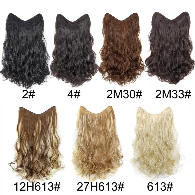20Inch Synthetic Wavy Curly Clip in Hair Extensions | Heat Resistant Black Blonde Hairpiece for Women