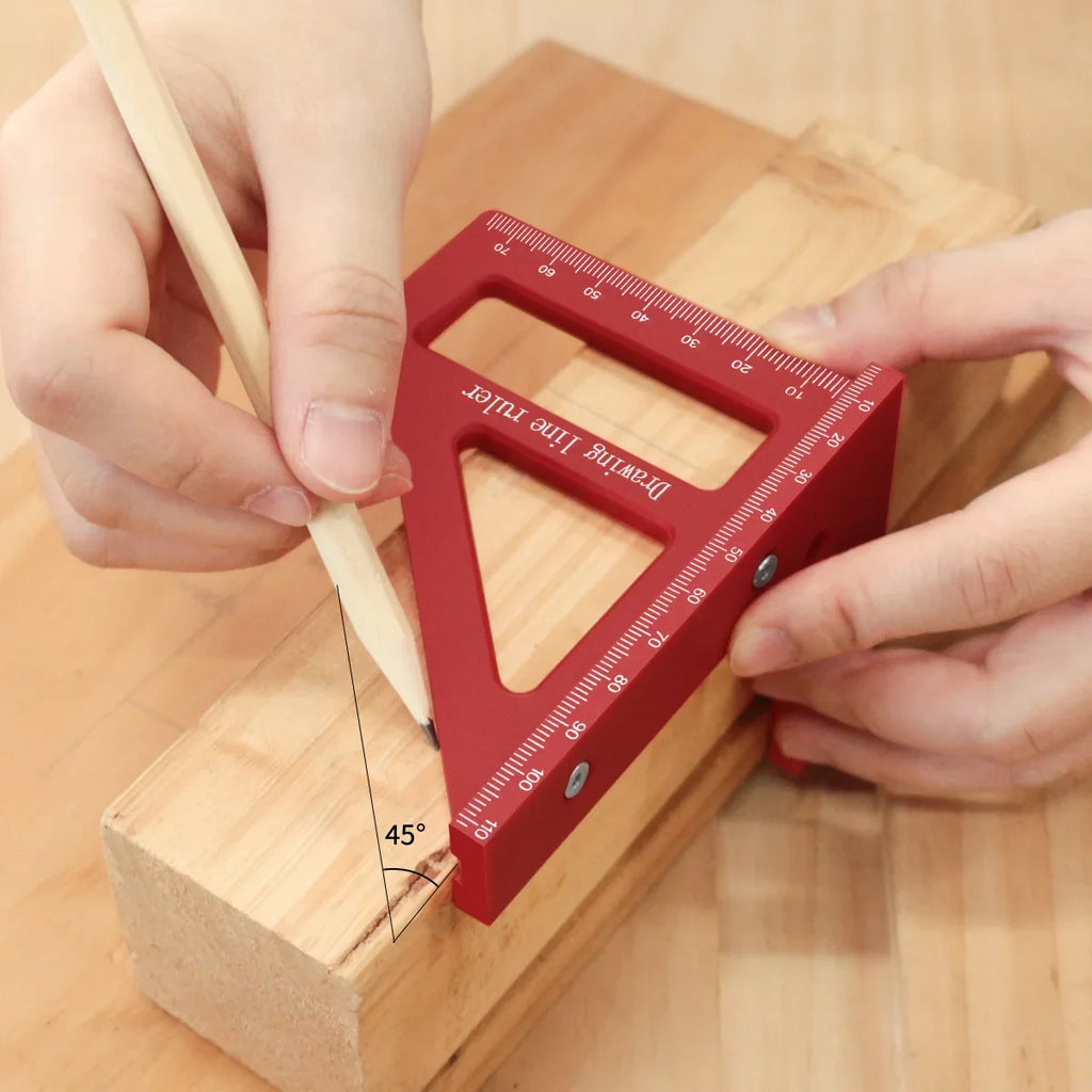 Multi-Angle Measuring Ruler | 45/90 Degree Plastic Carpenter Square & Miter Triangle Tool for Woodworking