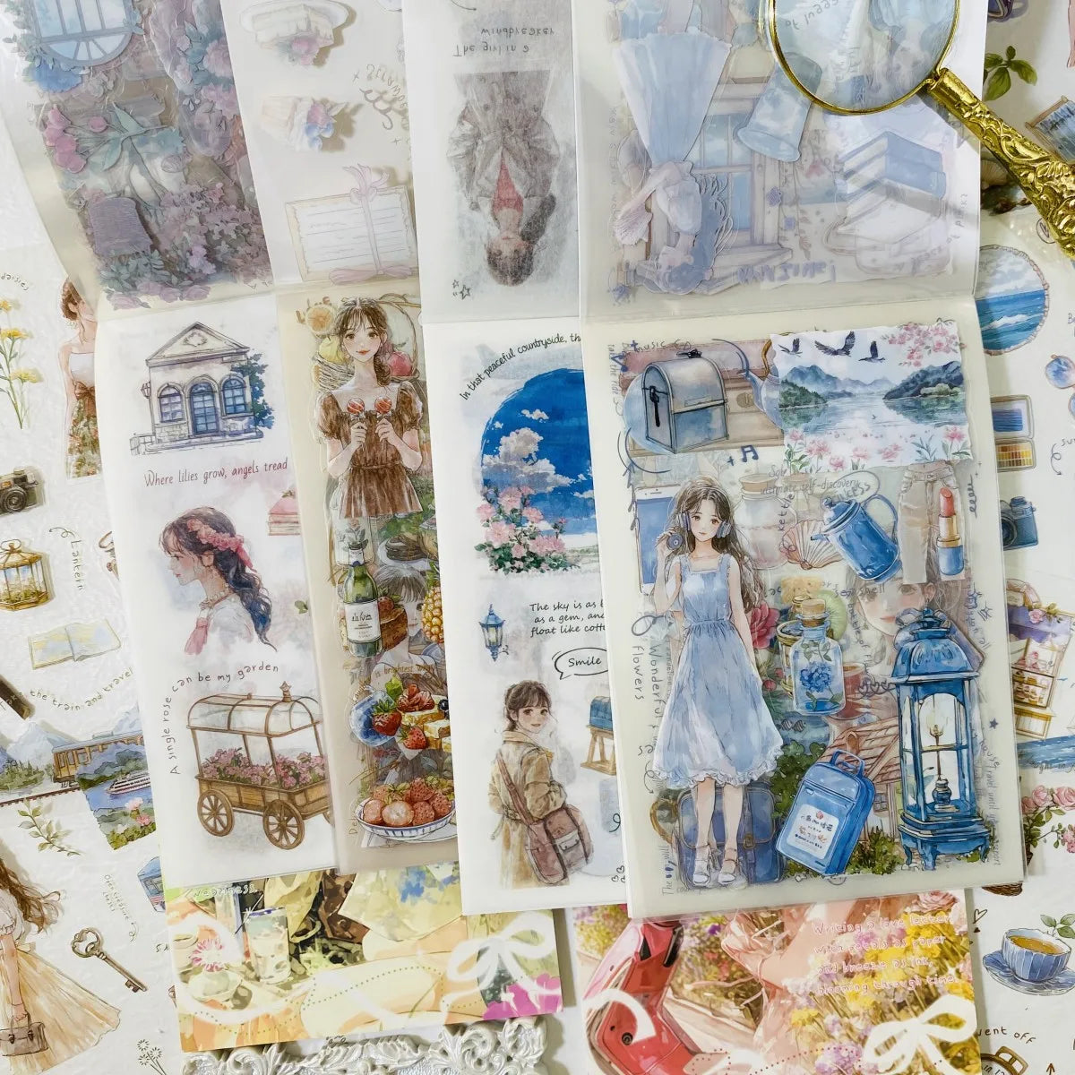 Vintage Character Sticker Set | 20 Sheets Scrapbooking Washi Paper Stickers