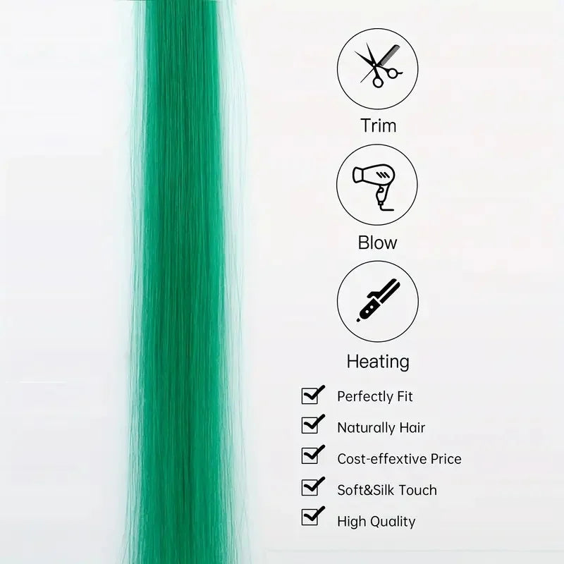 22 Inch Ombre Rainbow Clip In Hair Extensions | 5 Pcs Heat Resistant Synthetic Hairpiece
