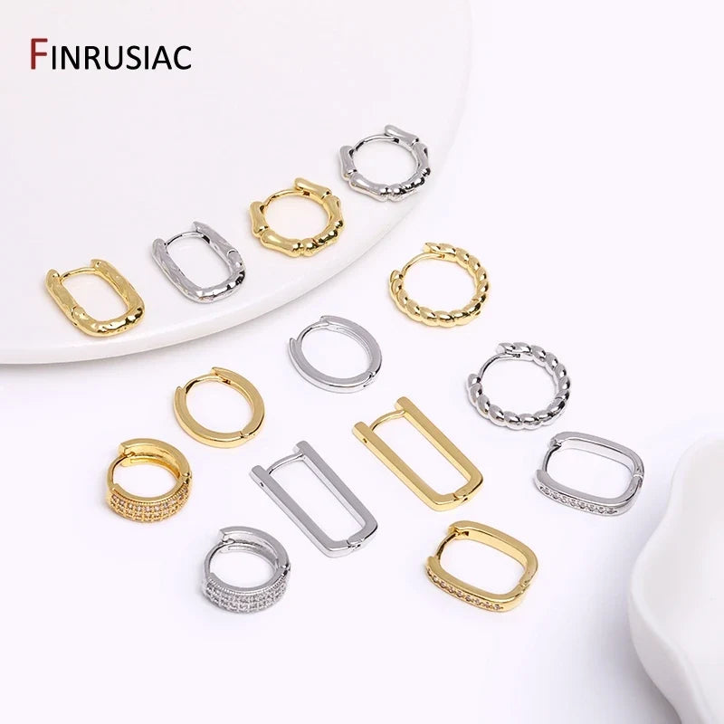 Gold Plated Brass Hoop Earrings with Zircon | Trendy Fashion Jewelry for Women