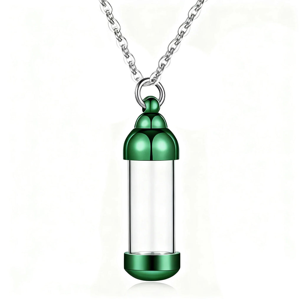 Small Glass Cremation Urn Vial Necklace for Ashes | Memorial Pet Charm