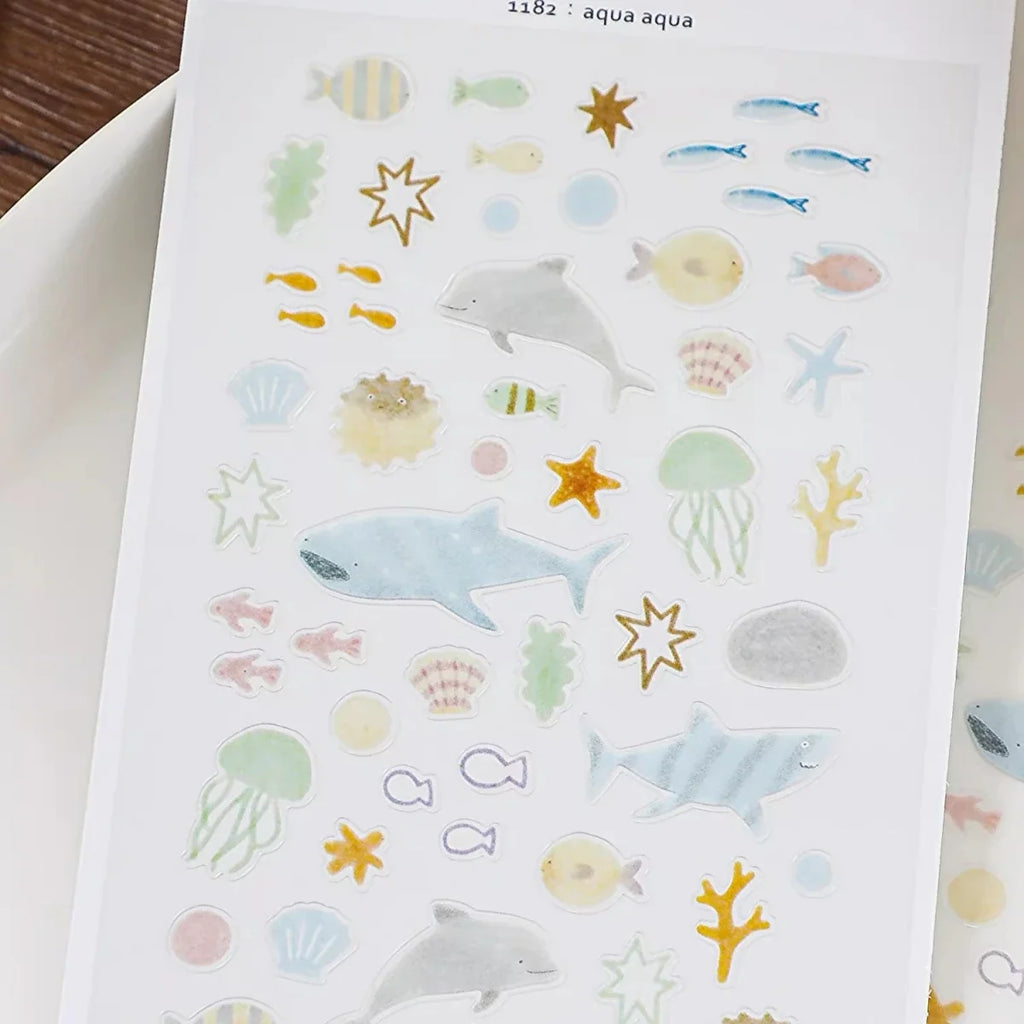 Ocean Sea Life PVC Sticker Set | Scrapbook Decor and DIY Stationery