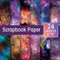 Galaxy Star Scrapbook Paper Set | 24-Pack Space Themed Decorative Paper