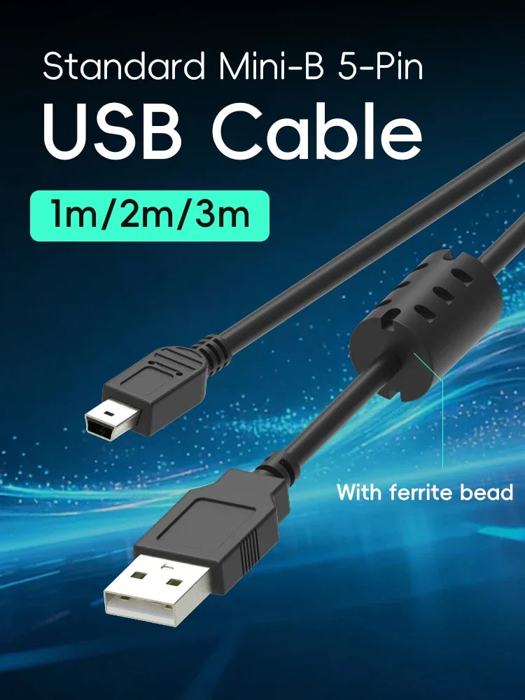 Data Frog USB A to Mini-B 5Pin Cable 1m/2m/3m | Charging & Data Sync for PSP, NDSi, PS3 & Wii U Pro
