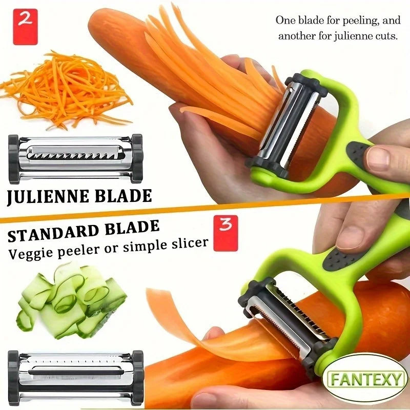 1pc 3in1 Multi Fruit Vegetable Peeler Grater Shredder | Kitchen Essential Multifunctional Cutter