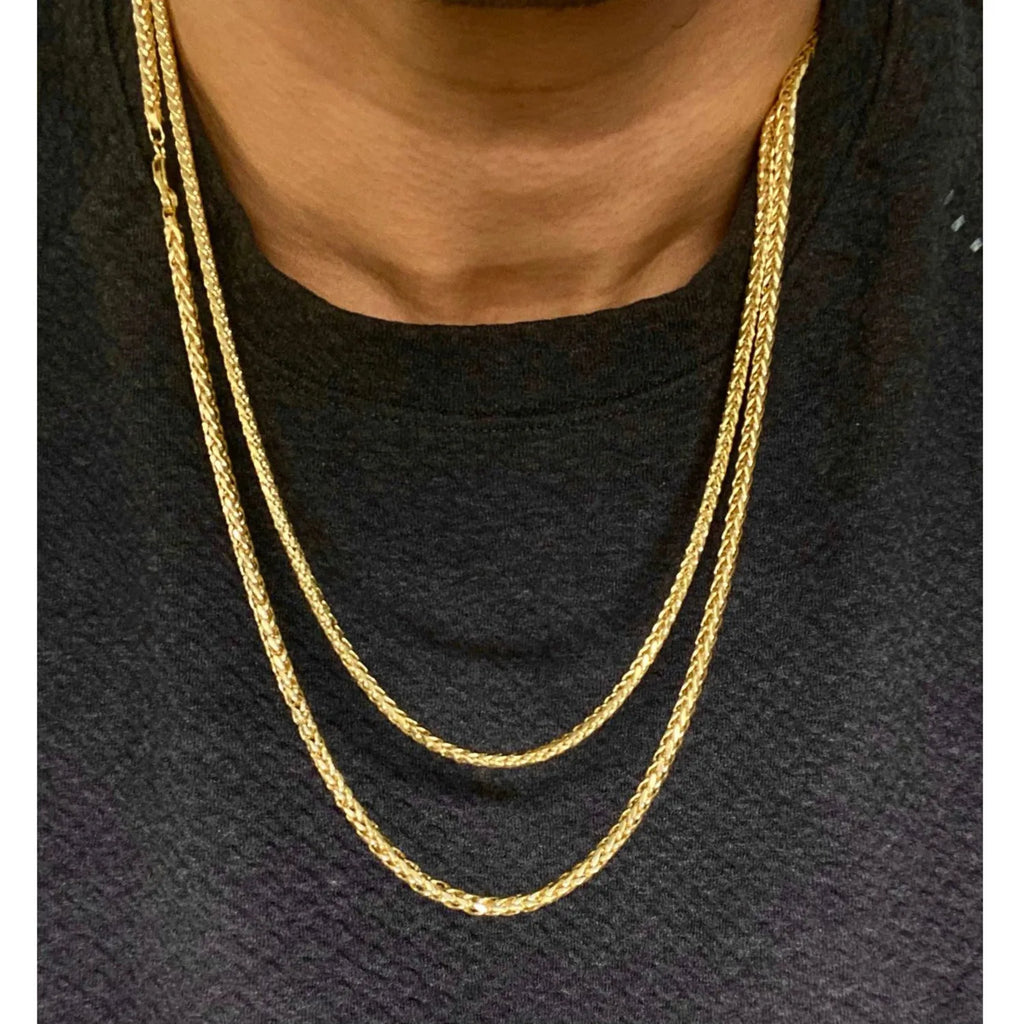 Men's Franco Chain Necklace | 3MM Thick Stainless Steel Gold Necklace