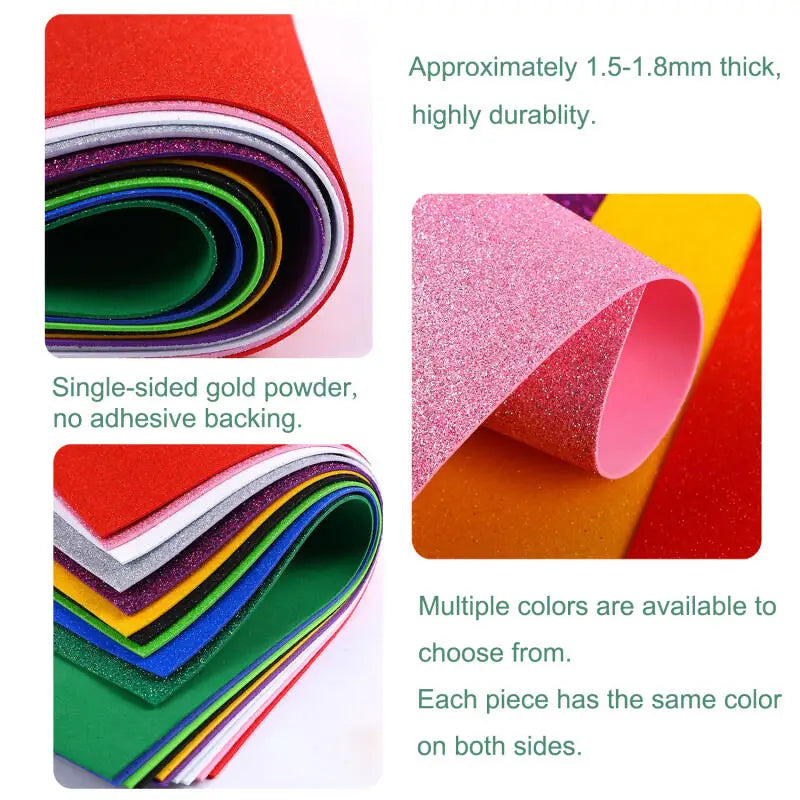 Glitter Foam Paper Sheets for DIY Crafts | Sparkle EVA Craft Foam 40x60cm
