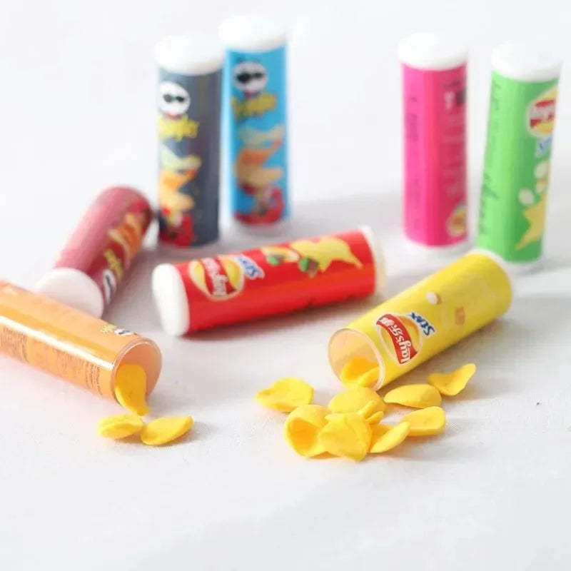 Miniature Dollhouse Snack Food | 4pcs 1/6 Scale Potato Chips for Doll Kitchen Pretend Play