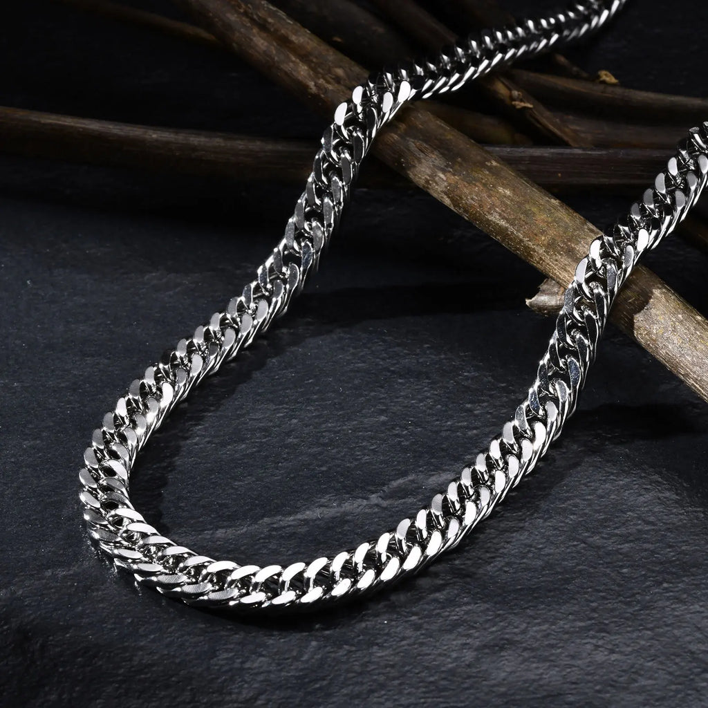 Men's Chunky Miami Cuban Chain Necklace | Vintage Punk Hip Hop Stainless Steel Link Collar Jewelry