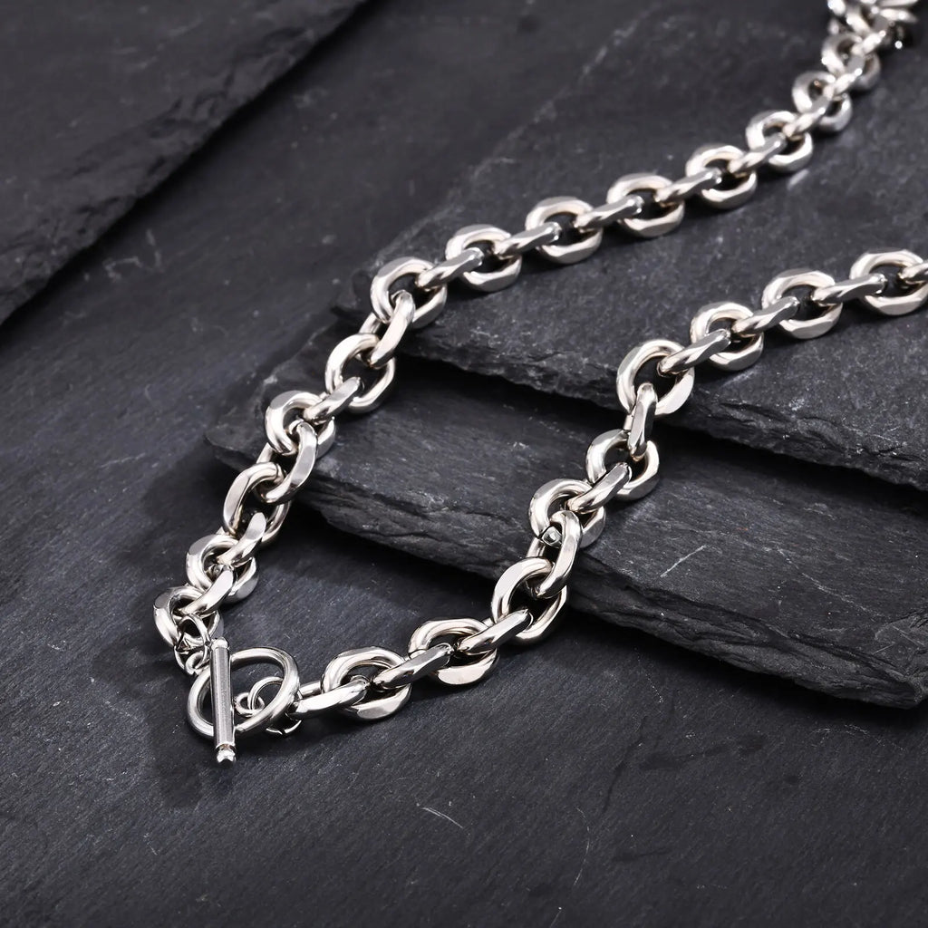 Vnox 9mm Chunky Chain Necklace | Thick Rolo Link Collar with Toggle Clasp