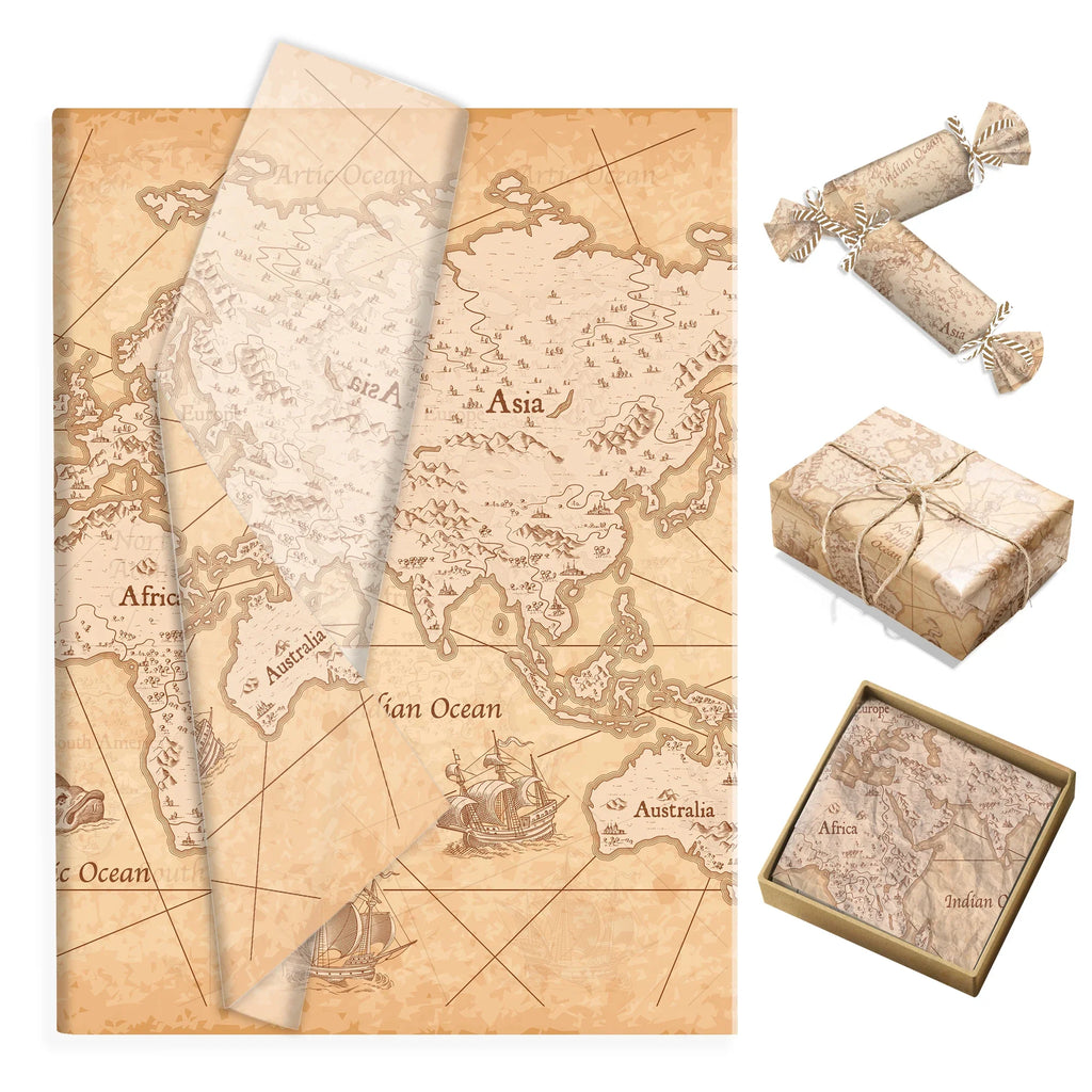World Map Tissue Paper | Gift Wrapping and Party Decoration Supplies