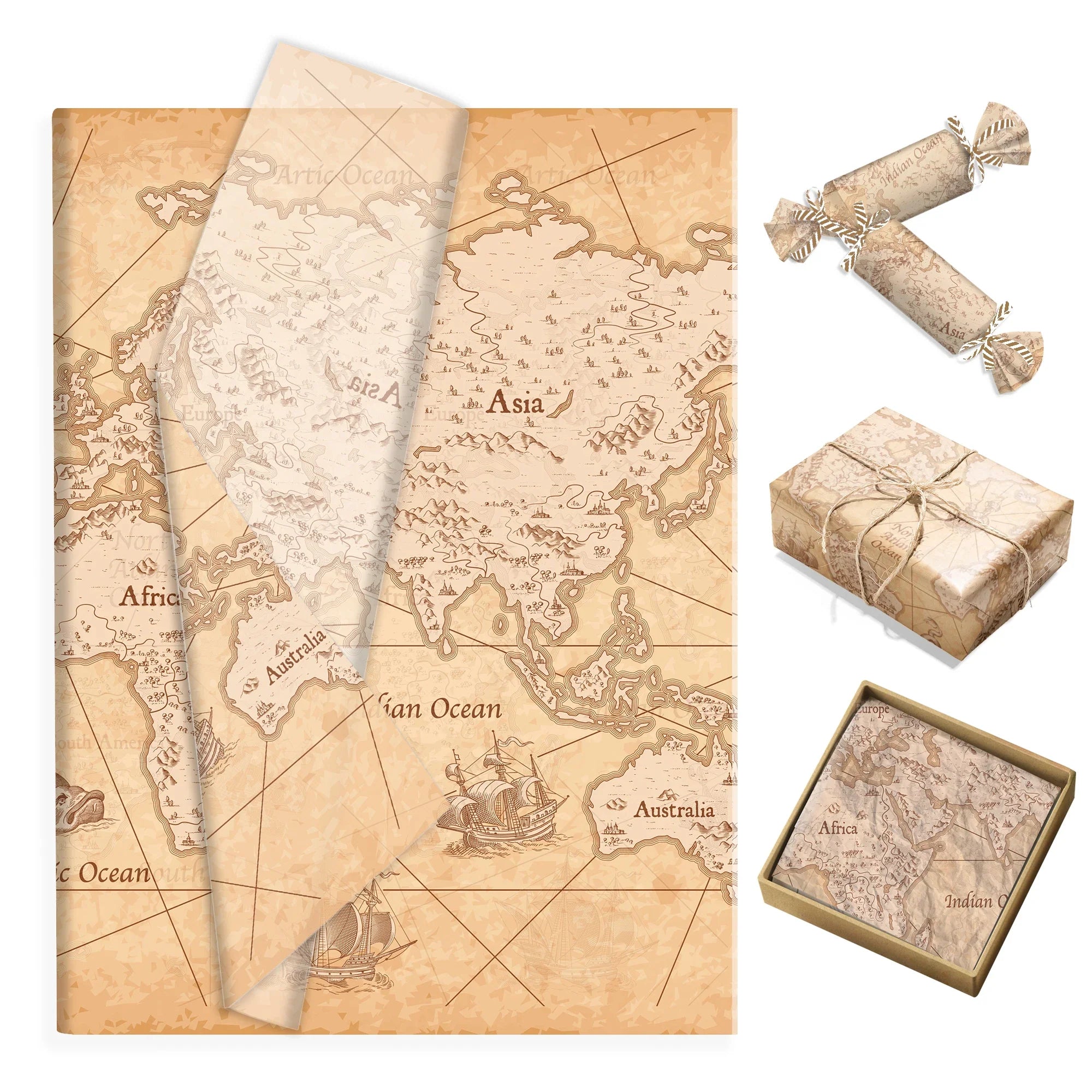 World Map Tissue Paper | Gift Wrapping and Party Decoration Supplies