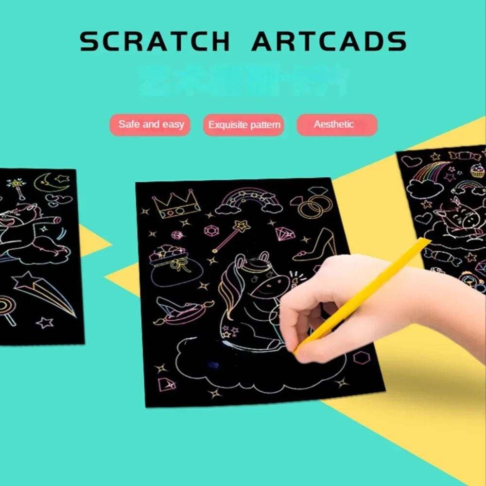 Magic Rainbow Scratch Art Painting Paper Kit | Kids DIY Educational Toy