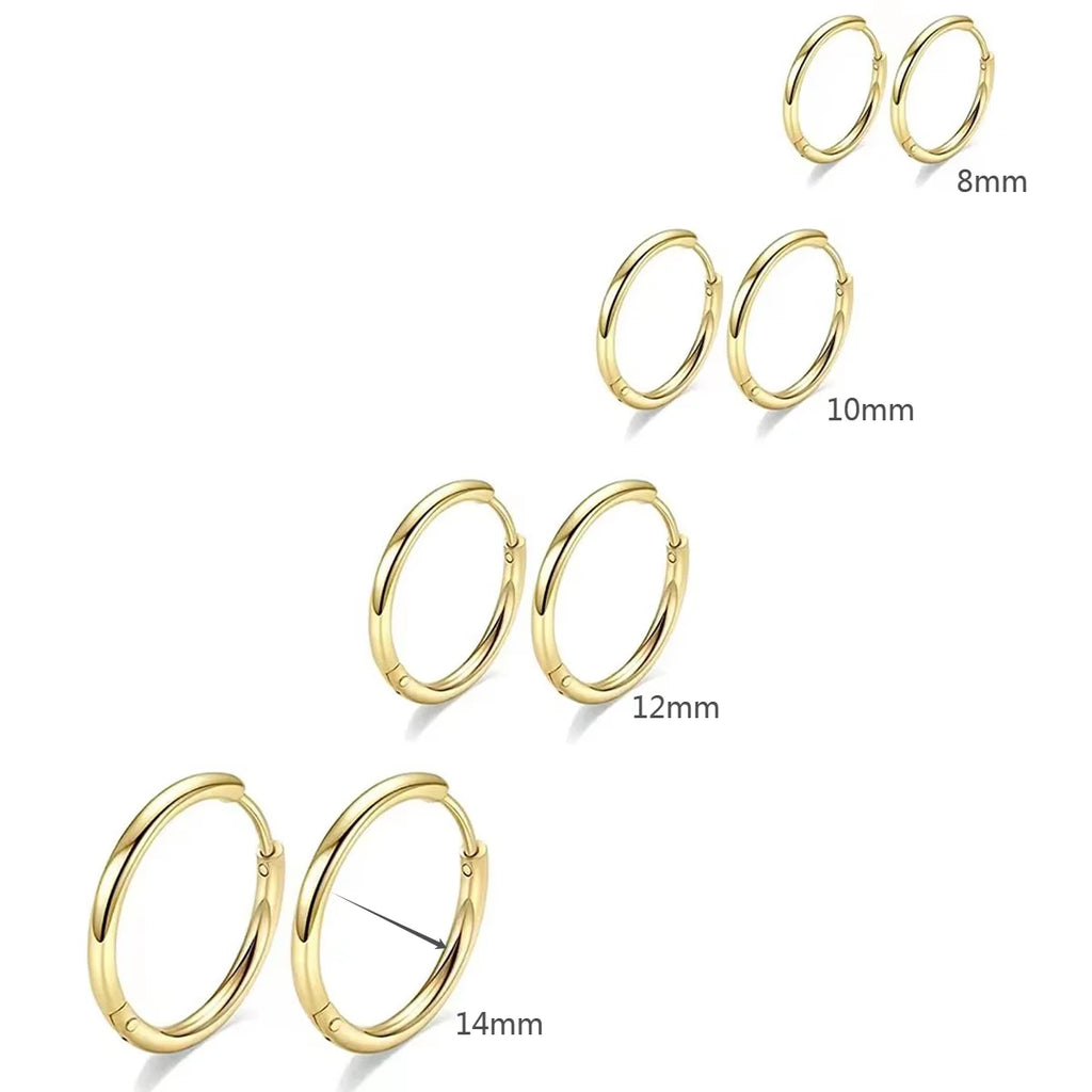 4 Pairs Stainless Steel Tiny Hoop Earrings | Simple Silver and Gold Circle Earrings