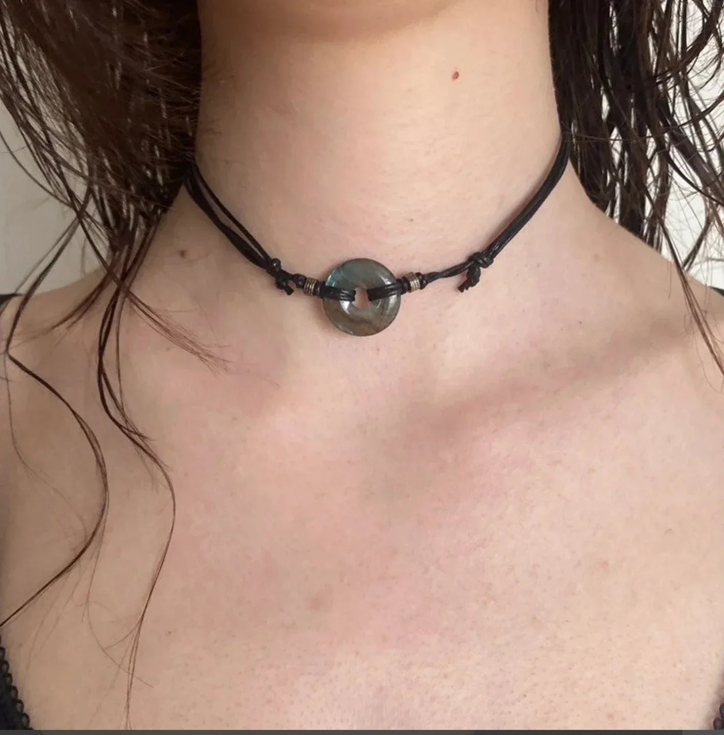 Amethyst Choker Necklace | Black Adjustable Gemstone Gothic Jewelry