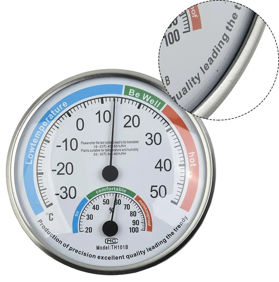 Round Thermometer Mechanical Sensor | Indoor Outdoor Temperature and Humidity Monitor