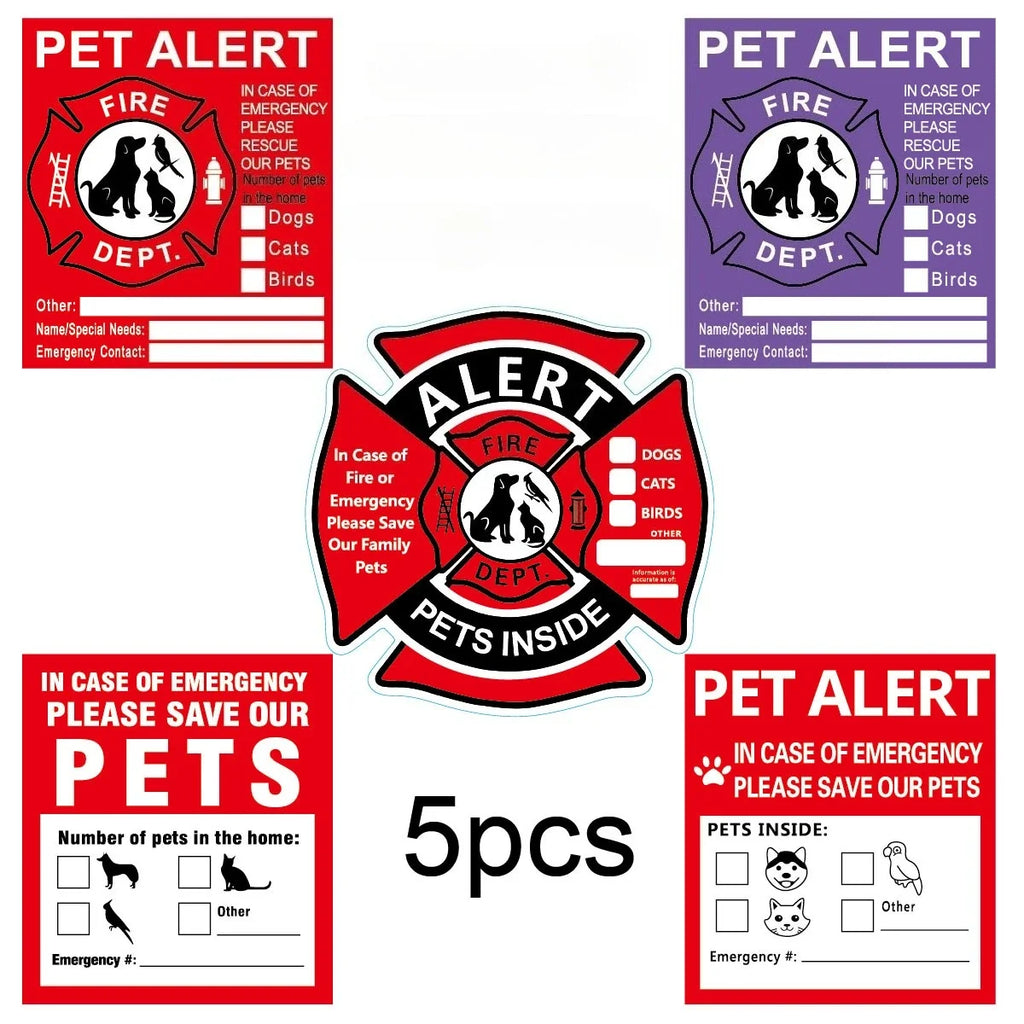 Pet Alert Safety Stickers for Fire Rescue | Emergency Pet Inside Decal for Window or Door