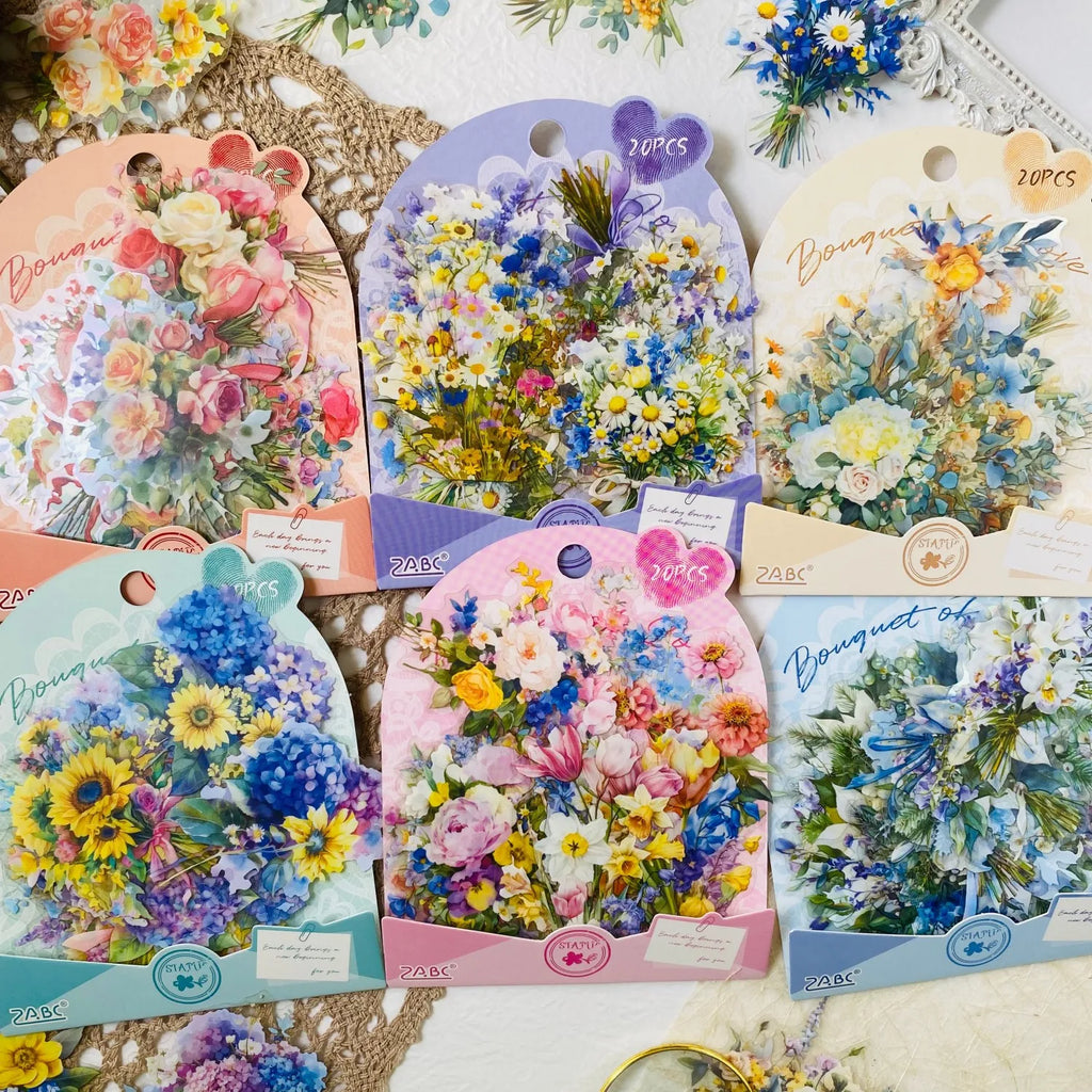 Vintage Floral PET Sticker Pack | 20 Transparent Decals for Junk Journaling