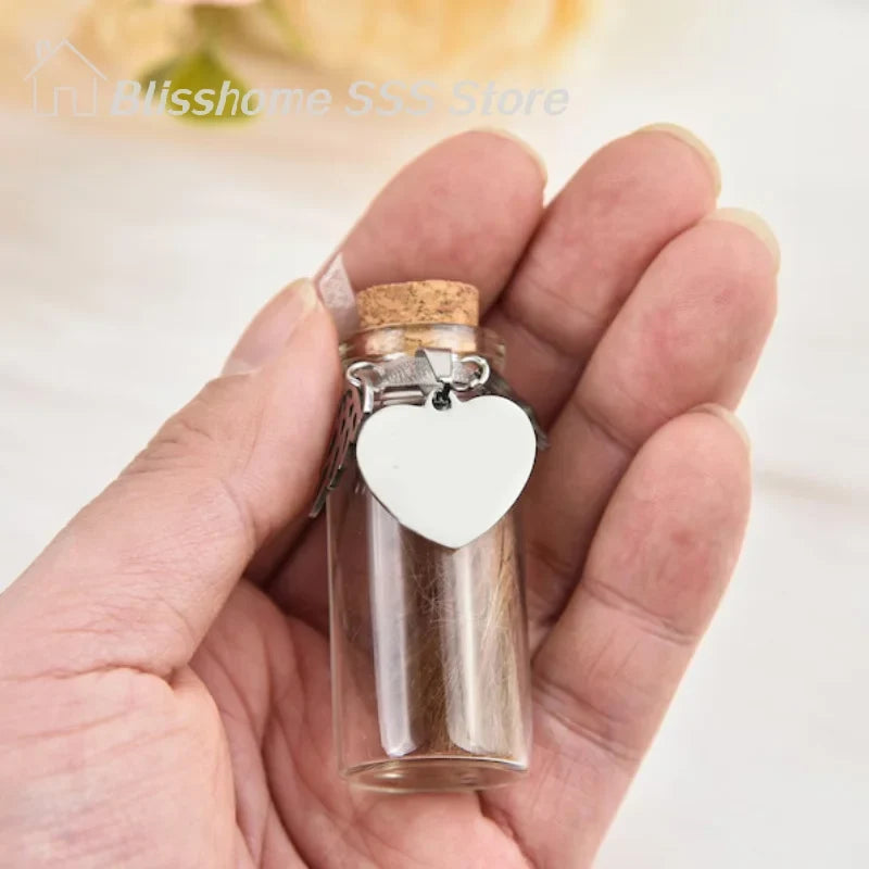 Pet Memorial Bottle for Dog or Cat Fur | Glass Keepsake Urn with Silver Charms