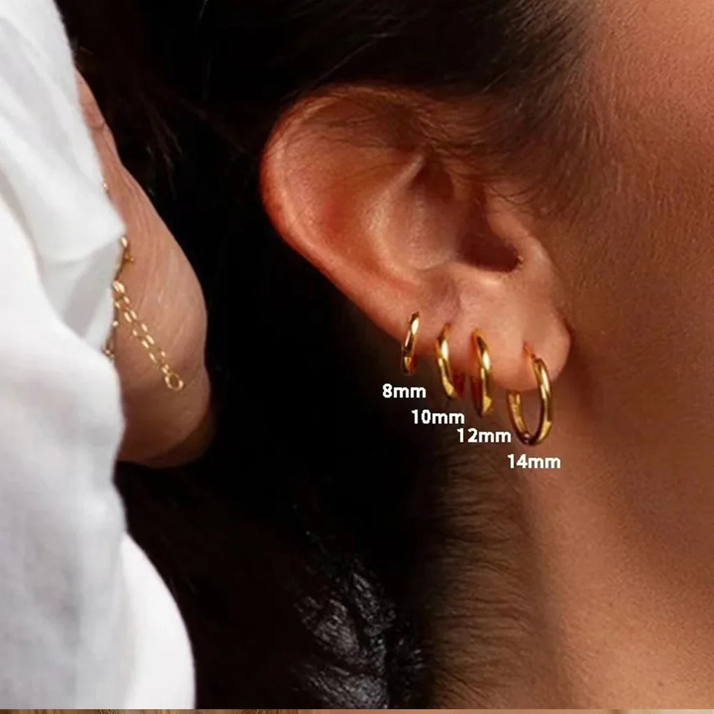 4 Pairs Stainless Steel Tiny Hoop Earrings | Simple Silver and Gold Circle Earrings