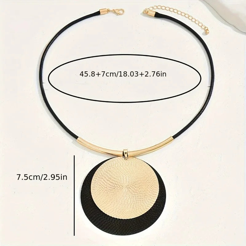 Creative Vintage Round Pendant Necklace | Exaggerated Punk Style Jewelry
