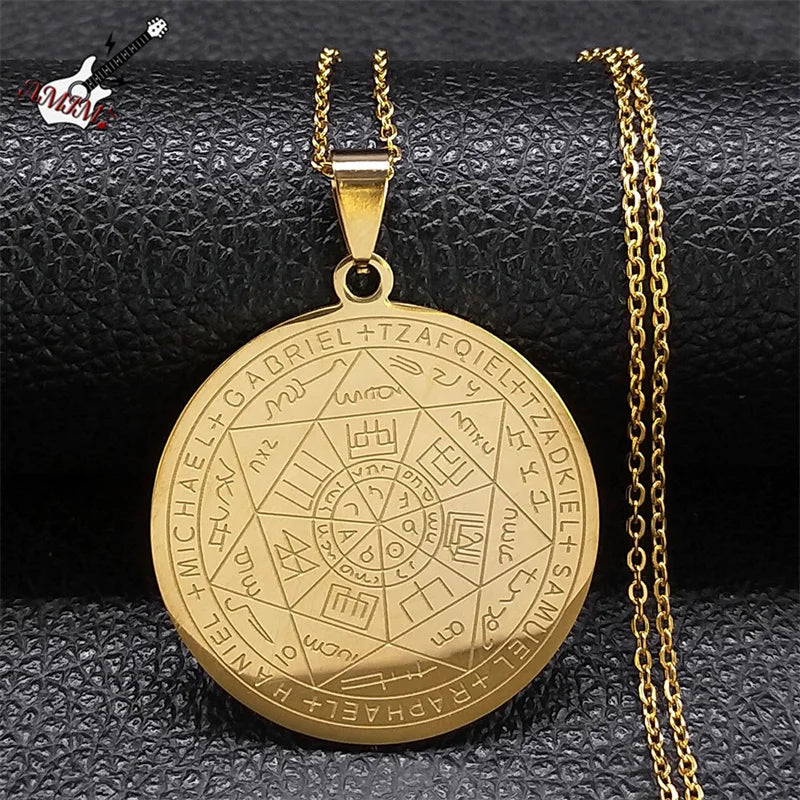 Seal of Seven Archangels Medal Necklace | Stainless Steel Protection Jewelry