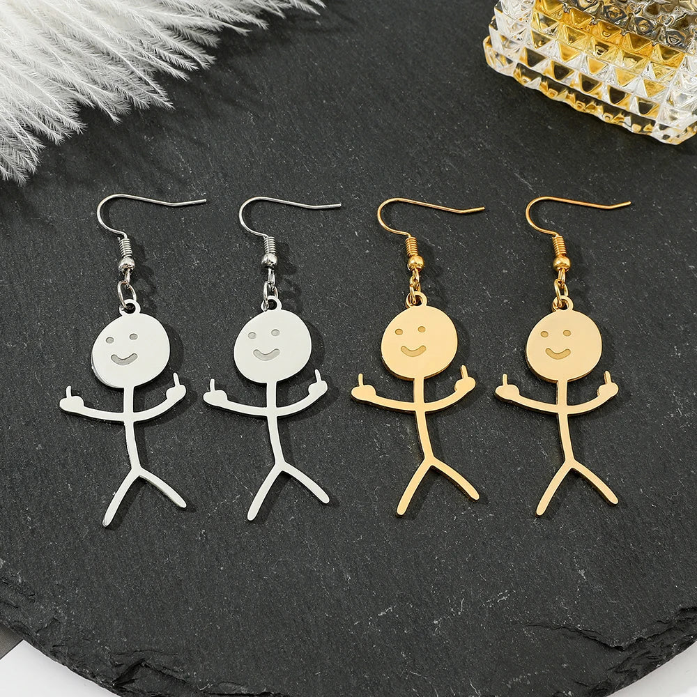 Funny Doodle Earrings for Women | Y2K Stainless Steel Character Studs