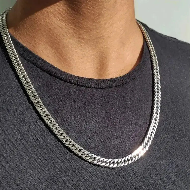 Men's Chunky Miami Cuban Chain Necklace | Vintage Punk Hip Hop Stainless Steel Link Collar Jewelry