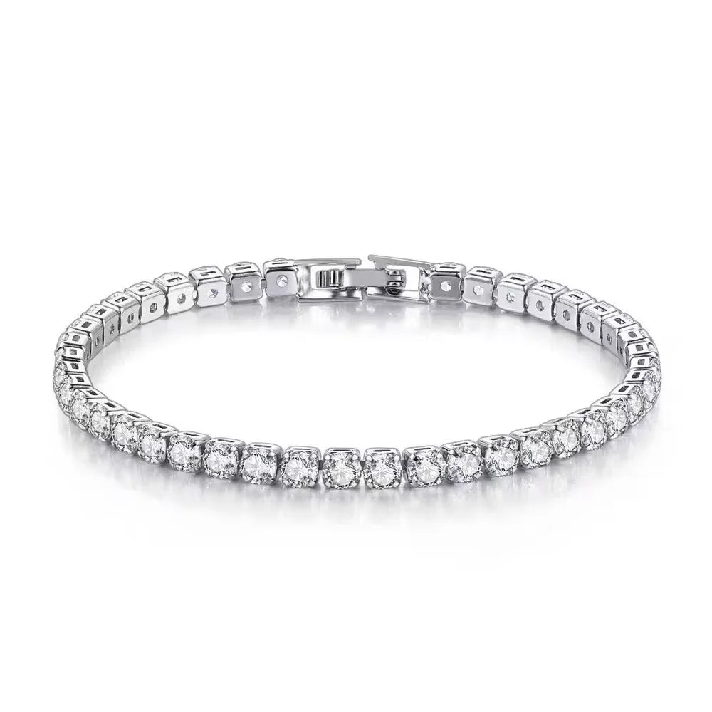 S925 Sterling Silver Tennis Bracelet with Zirconia | 4mm Fashion Wedding Jewelry