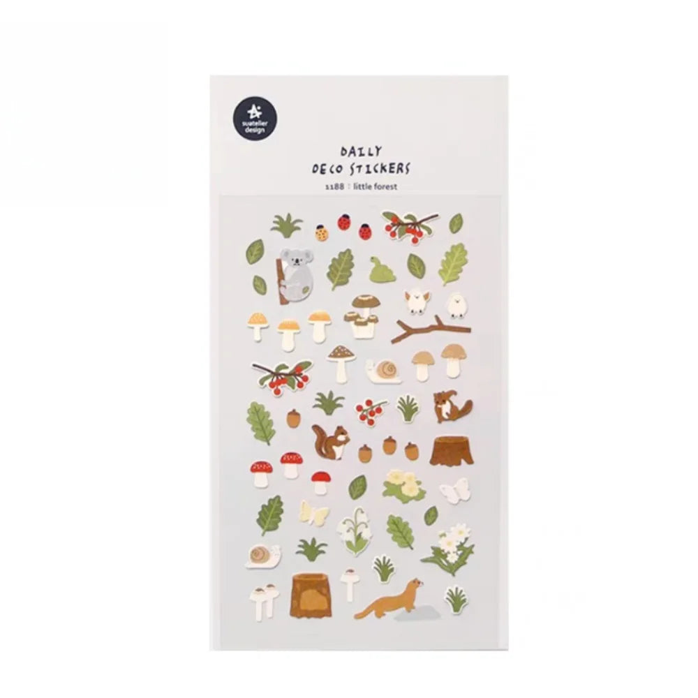 Suatelier Little Forest Animals Sticker Set | Cute Paper Stickers for Scrapbooking and Journaling