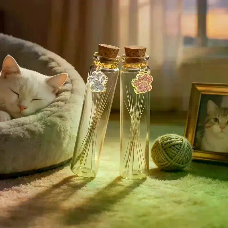 Pet Fur Memorial Glass Bottle | Cat Whiskers Storage Bottle With Cork Stopper