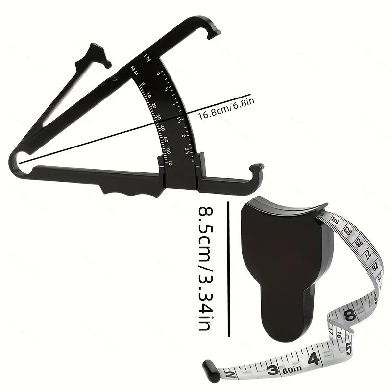 Body fat Caliper and Waist Tape Set | Portable Fitness Measuring Tool