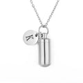 Cremation Jewelry Urn Necklace with Initial Letter Charm | Stainless Steel Memorial Pendant for Ashes