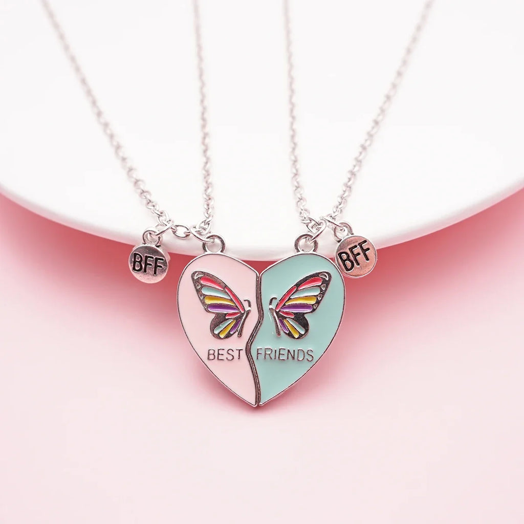 Broken Heart Best Friends Pendant Set | Magnetic Adjustable Lover Necklace for Women