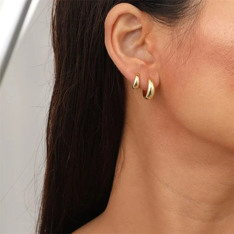 3/6Pcs Set Minimalist Gold Huggie Hoop Earrings | Trendy Metal Circle Earrings for Women and Men