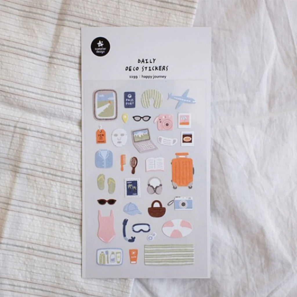 Happy Journey Sticker Set | Korean DIY Scrapbooking and Journal Decor