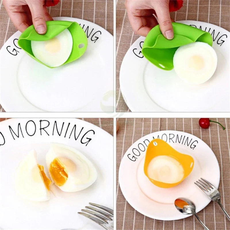4pcs Silicone Egg Poacher Cups | Non-Stick Egg Boiler Mold for Microwave, Air Fryer, and Stovetop