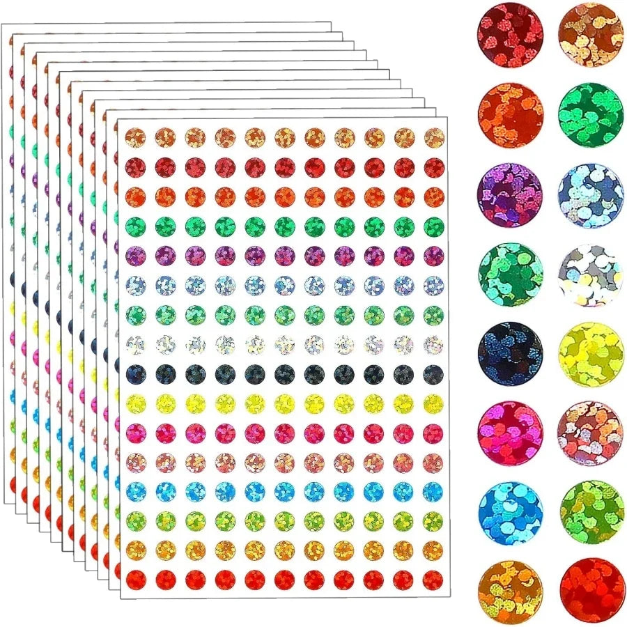 1760 Color Coded Labels Laser Shiny Dot Stickers | 1/4 Inch 16 Color Office Labels