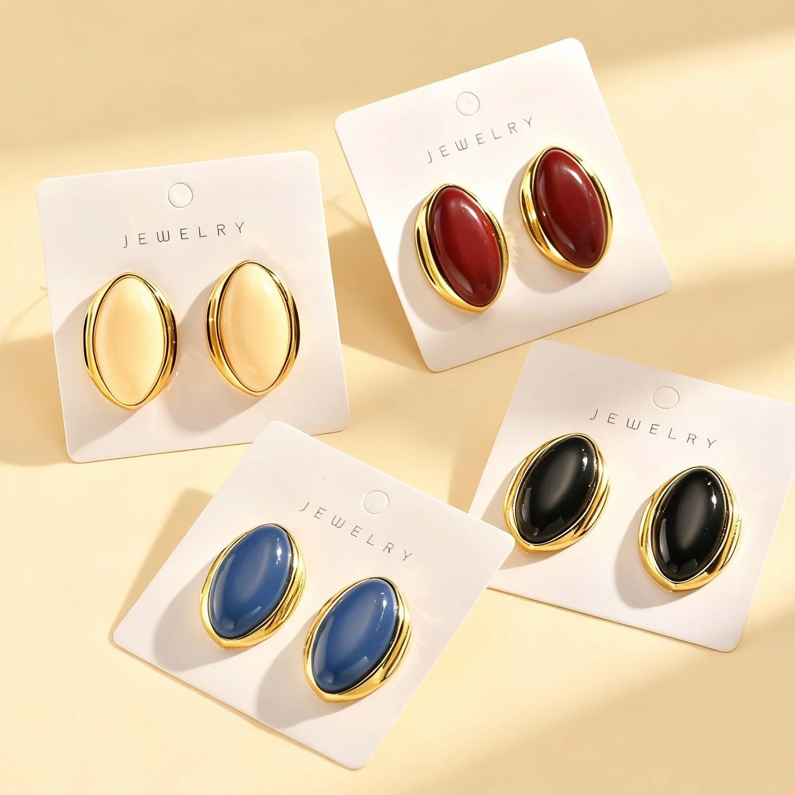 Exaggerated Retro Geometric Ellipse Stud Earrings | Personality Oval Dangle Jewelry for Women