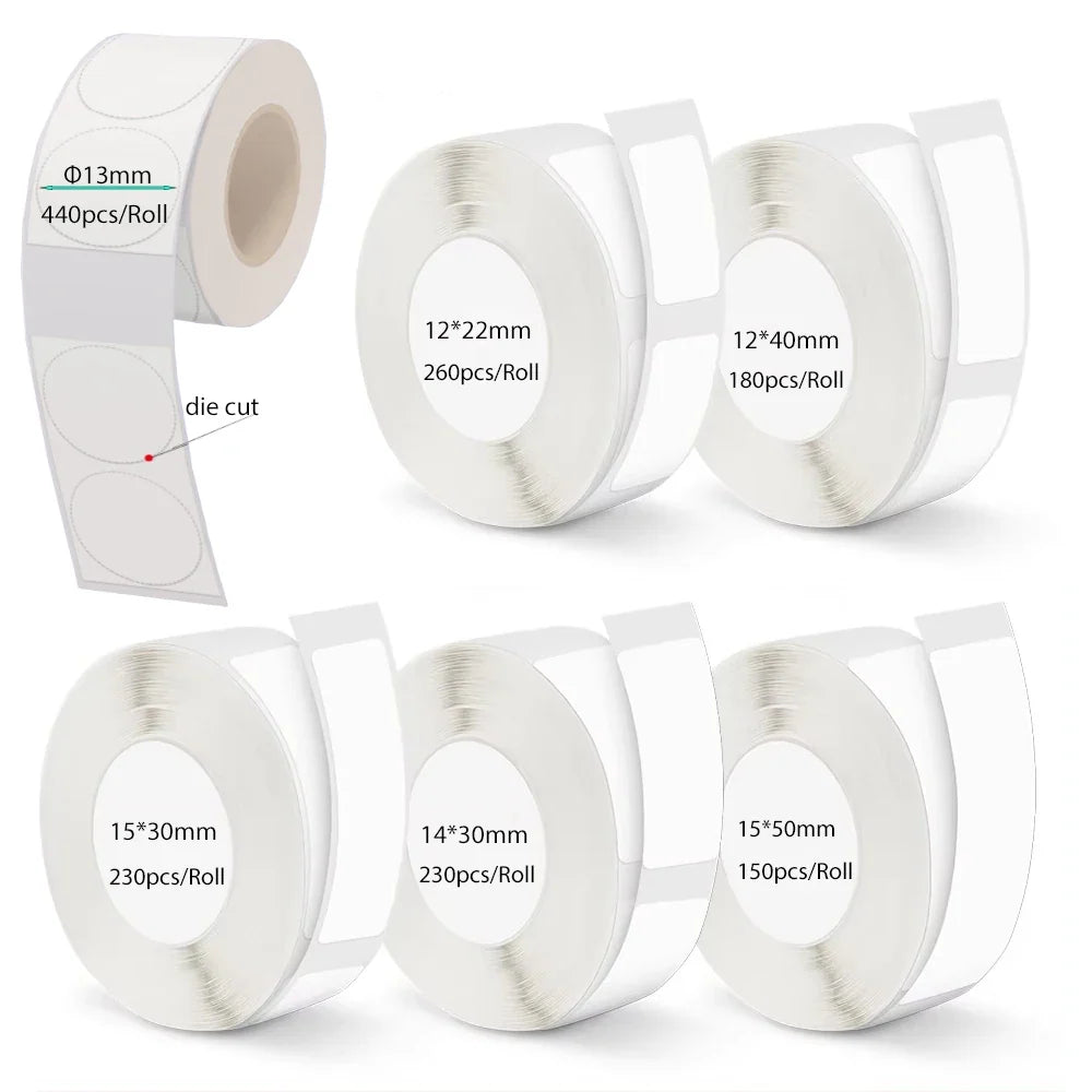 White Gap Label Paper for Phomemo D30 Q30 | Waterproof Thermal Sticker Roll