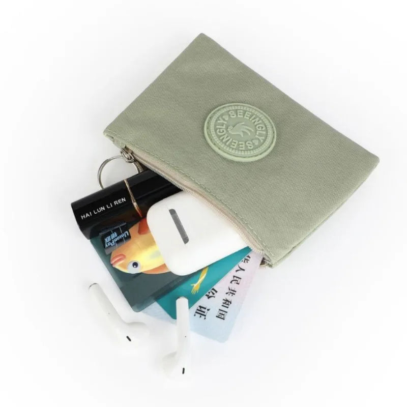 Casual Solid Nylon Coin Purse | Multi-Purpose Zipper Wallet Pouch