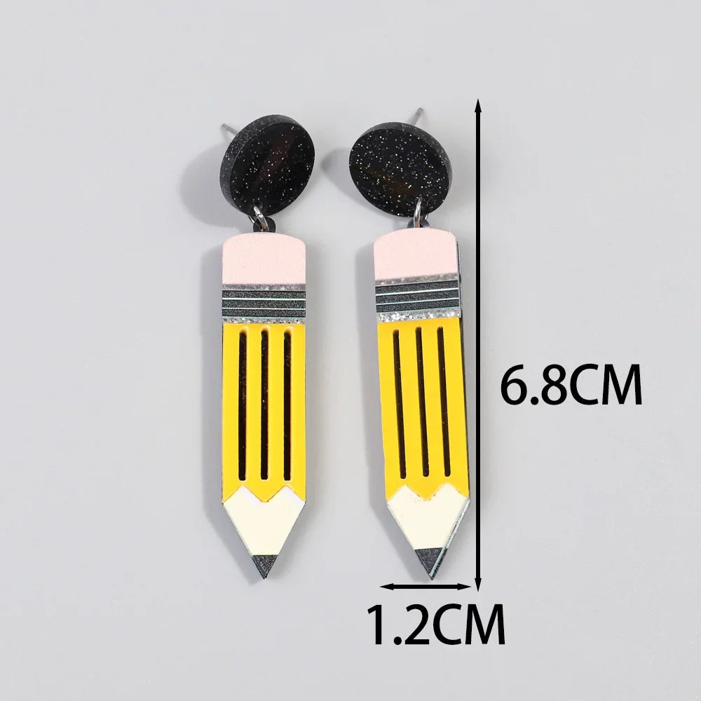Acrylic School Drop Earrings | Teacher's Day Jewelry Gift Set