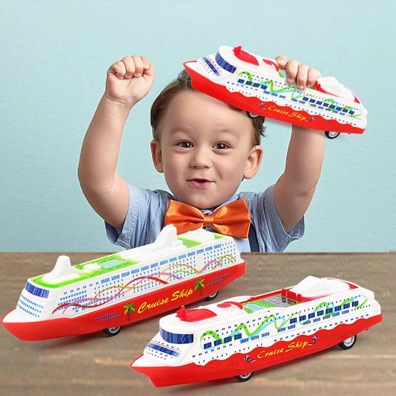 1PC Cruise Boat Ship Model | Pull Back Sliding Steamship Gliding Toy Gift