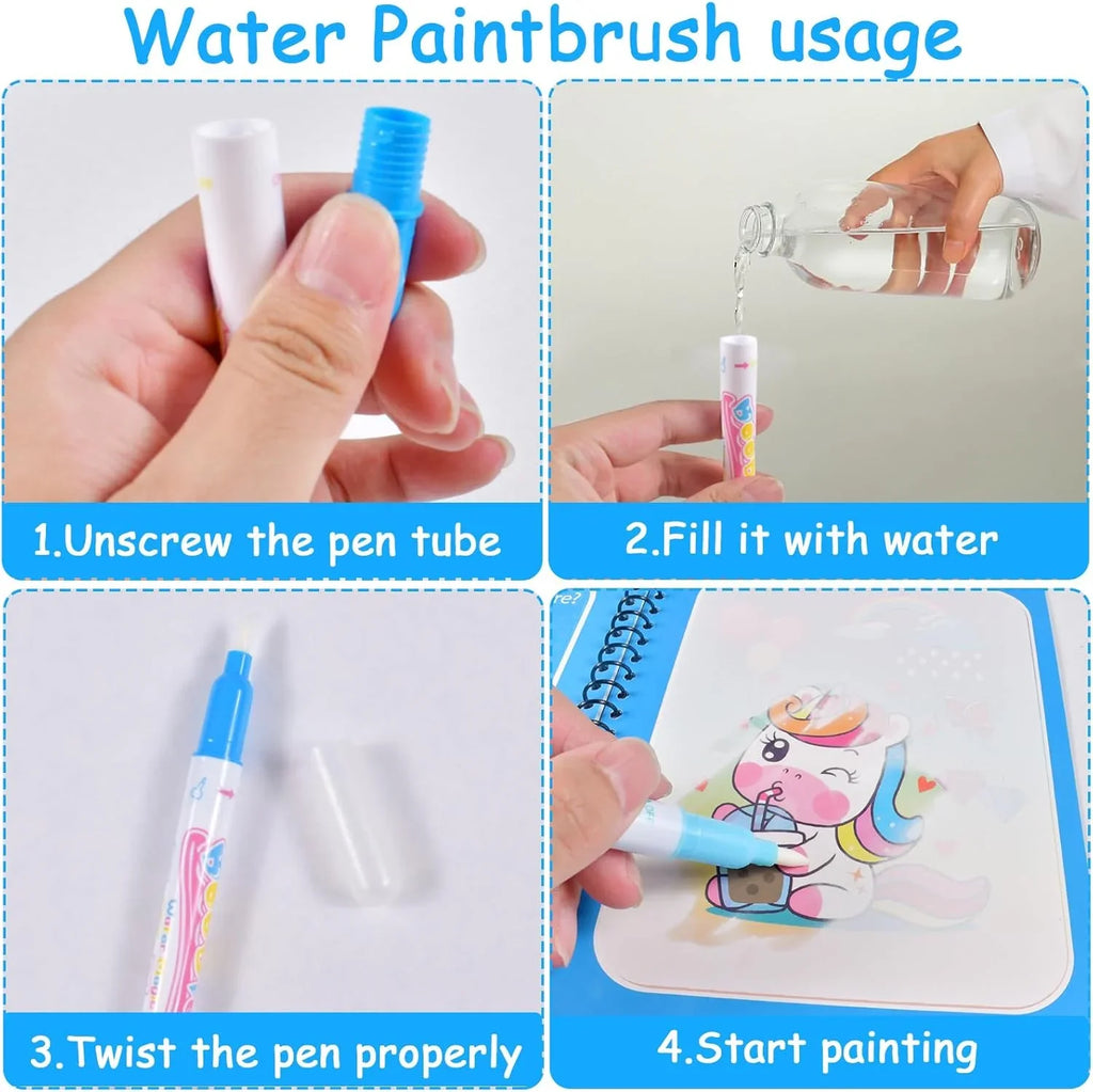 Children's Water Painting Book | Reusable Magic Water Drawing Pad for Boys Girls